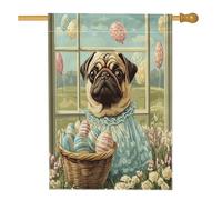 Bandiere per la casa del cane con carlino pasquale, 71 x 101 cm, double face, per esterni, bandiera verticale standard per la casa, per la casa, la fattoria, il cortile sul retro del cortile