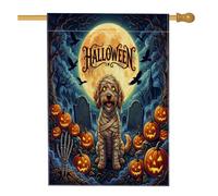Bandiere per la casa del cane con Cockapoo di Halloween, 71 x 101 cm, su entrambi i lati, per decorazioni, cimiteri, cortile, bandierine per la casa, bandiere decorative per esterni