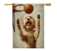 Bandiere per la casa del cane con labradoodle divertenti, 71 x 101 cm, double-face, per esterni, basket, sport, cuccioli, bandiera verticale standard per la casa, simpatica bandiera per animali