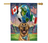 Bandiere per la casa del cane con mastino del calcio 2026, 71 x 101 cm, per esterni, per festeggiare il giorno della partita, bandiere verticali standard in lino, decorazione per esterni stampata sul