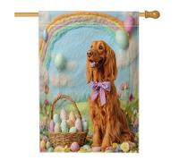Bandiere per la casa del cane con scritta "Spring Easter Irish Setter ", 71 x 101 cm, double-face, per esterni, uova in feltro di lana, decorazione per la casa, per la casa o il cortile