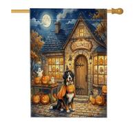 Bandiere per la casa del cane da montagna bernese di Halloween, 71 x 101 cm, su entrambi i lati, per decorazioni, vacanze, graziose zucche, per cortile, casa, autunno, juta, cortile, bandiere