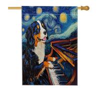 Bandiere per la casa del cane da montagna del Bernese, 71,1 x 101,6 cm, double face, stelle notturne pianoforte, cortile e cortile, bandiere verticali per la casa, bandiere in iuta per animali
