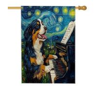Bandiere per la casa del cane da montagna del Bernese, 71,1 x 101,6 cm, su entrambi i lati, per decorazioni, con stelle notturne e pianoforte, bandiere per la casa, per esterni