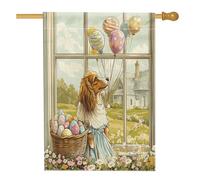 Bandiere per la casa del cane da pastore delle Shetland Spring Easter 60 x 101 cm su entrambi i lati per esterni, bandiera verticale standard per la casa, bandiera per la casa in tela per la casa o il