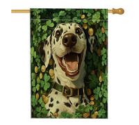 Bandiere per la casa del cane dalmata per il giorno di San Patrizio, 71 x 101 cm, double face, per esterni, motivo cucciolo di trifoglio, bandiera verticale per la casa, quadrifoglio per animali