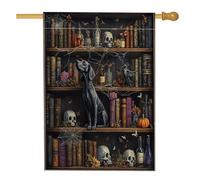 Bandiere per la casa del cane di Halloween Alano, 71 x 101 cm su entrambi i lati per esterni, libri magici spaventosi streghe cuccioli bandiera verticale tela per la casa, bandiera per animali