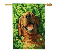 Bandiere per la casa del cane di San Patrizio Bloodhound 60 x 101 cm su entrambi i lati per esterni, bandiera verticale in tela di lino con trifoglio per animali domestici, bandiera con stampa di