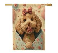 Bandiere per la casa del cane di San Valentino, 71 x 101 cm, per esterni, lettere d'amore cucciolo bandiere verticali standard in lino, decorazione per esterni stampata per amanti del cortile