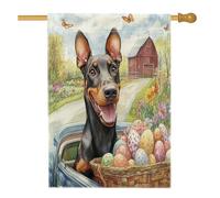 Bandiere per la casa del cane doberman, 71 x 101 cm, double-face, per esterni, fattoria, camion, uova, cuccioli, tela verticale, bandiera per casa, cortile, cortile