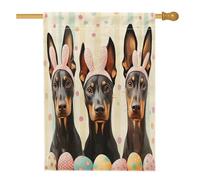 Bandiere per la casa del cane doberman, 71 x 101 cm, double-face, simpatiche uova divertenti, cucciolo di uova, bandiera verticale standard per la casa, divertente bandiera per la casa, per cortile e