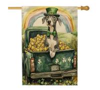 Bandiere per la casa del cane levriero per il giorno di San Patrizio, 71 x 101 cm, double face, per esterni, per fattoria, camion, cuccioli, bandiere verticali standard per la casa, decorazione
