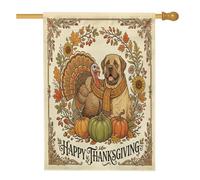 Bandiere per la casa del cane mastino autunnale del Ringraziamento 71 x 101 cm per esterni, bandiere verticali in lino standard autunnali vintage, decorazione esterna stampata per cortile anteriore