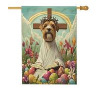 Bandiere per la casa del cane Russell Terrier, 71 x 101 cm, double-face per esterni, con croce retrò, uova di cucciolo, bandiera verticale in tela per la casa, bandiera per la casa o il cortile