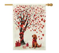 Bandiere per la casa del cane Setter irlandese di San Valentino 71 x 101 cm su entrambi i lati per esterno, divertente cuore albero cucciolo standard verticale tela bandiera casa, animale domestico