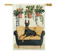 Bandiere per la casa del cane Spring Doberman, 71 x 101 cm, double face, per esterni, divertente bandiera verticale in tela di lino, per divano, cortile, cortile
