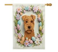 Bandiere per la casa del cane Spring Easter Lakeland Terrier, 71,1 x 101,6 cm, a doppio lato, novità uova floreali per cortile, cortile, bandiere verticali per la casa, bandiere in iuta per animali