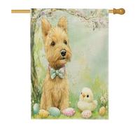 Bandiere per la casa del cane Spring Easter Lakeland Terrier, 71 x 101 cm, double face, graziose uova di pulcino standard, bandiere per la casa del cortile degli animali domestici, decorazioni per