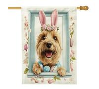 Bandiere per la casa del cane Spring Easter Lakeland Terrier, 71 x 101 cm, su entrambi i lati, divertenti uova di coniglietto standard, bandiere per la casa del cortile degli animali domestici