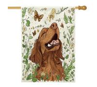 Bandiere per la casa del cane Spring Irish Setter 71,1 x 101,6 cm su entrambi i lati, fiori dei cartoni animati, bandiere verticali per la casa, bandiere di iuta per animali domestici, decorazione per