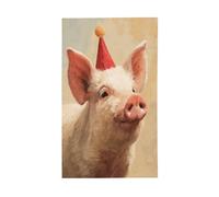 Bandiere per la casa del cortile con cappello di Natale rosso con maiale che indossa un cappello di Natale, striscione di auguri con occhielli per interni ed esterni, decorazioni per la casa