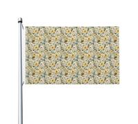 Bandiere per la casa del cortile con fiori selvatici ad acquerello, margherite e tulipani, 0,9 x 1,5 m, striscione di auguri con occhielli per interni ed esterni, decorazioni per la casa