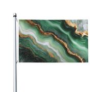 Bandiere per la casa del cortile con texture di marmo verde, 3 x 1,5 m, striscione di auguri con occhielli per interni ed esterni, decorazioni per la casa per feste