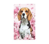 Bandiere per la casa del cortile dei cartoni animati con cane beagle con fiori rosa, 9,1 x 1,5 m, striscione di auguri con occhielli per interni ed esterni, decorazioni per la casa