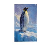 Bandiere per la casa del cortile dei pinguini, 3 x 1,5 m, striscione di auguri con occhielli per interni ed esterni, decorazioni per la casa