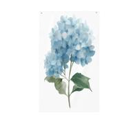 Bandiere per la casa del cortile dell'ortensia blu botanica ad acquerello, striscione di auguri stagionale con occhielli per interni ed esterni, decorazioni per la casa per feste