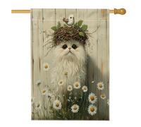 Bandiere per la casa del gatto persiano primaverile, 71 x 101 cm, double face, per esterni, in legno, gattino in lino, bandiera per la casa, rustica per animali domestici, cortile, cortile