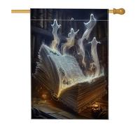 Bandiere per la casa del libro magico della strega di Halloween 71 x 101 cm per esterni, horror spaventoso fantasma spettrale Spectre bandiere verticali standard per la casa, raccapricciante cortile