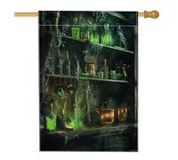 Bandiere per la casa della dispensa della strega di Halloween, 71 x 101 cm, su entrambi i lati, per esterni, horror spaventosa pozione magica in lino verticale, bandiera per la casa, bandiera con