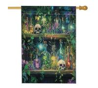 Bandiere per la casa della dispensa della strega di Halloween, 71 x 101 cm, su entrambi i lati, per esterni, horror spaventosa pozione magica in lino, bandiera per la casa, raccapricciante strega