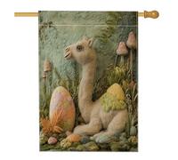 Bandiere per la casa della fauna selvatica con cammello pasquale primaverile, 71 x 101 cm, per esterni, in feltro di lana, bandiere verticali standard in lino, decorazione per esterni stampata sul