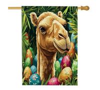 Bandiere per la casa della fauna selvatica con cammello primaverile, 71 x 101 cm, double face, per esterni, foresta, animali selvatici, uova di animali selvatici, tela verticale, bandiera per casa