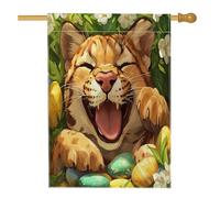 Bandiere per la casa della fauna selvatica di Pasqua primaverile, 71 x 101 cm, double face per esterni, uova di animali selvatici della foresta bandiere verticali standard per la casa, decorazione del