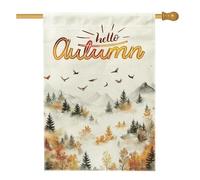 Bandiere per la casa della natura della foresta nebbiosa autunnale 71 x 101 cm per esterni, paesaggi autunnali di montagna standard bandiere verticali per la casa, scena con alberi sul cortile