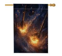 Bandiere per la casa della strega di Halloween con scopa magica, 71 x 101 cm, double face, per esterni, fantastica e divertente bandiera per bambini, in tela verticale, per la casa, scenografia, anime