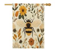 Bandiere per la casa delle api autunnali ad acquerello, 71 x 101 cm, double face, per esterni, divertente bandiera autunnale floreale con insetti verticali, tela per la casa, bandiera retrò con foglie