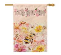 Bandiere per la casa delle api autunnali ad acquerello, 71 x 101 cm, su entrambi i lati, per esterno, autunno carino divertente fiore lino verticale tela bandiera per la casa, piante floreali foglie