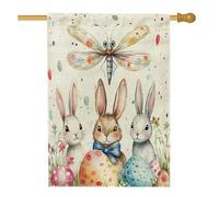 Bandiere per la casa delle libellule pasquali primaverili 71,1 x 101,6 cm su entrambi i lati, graziose uova di coniglietto anteriore cortile cortile bandiere verticali per la casa, bandiere di iuta