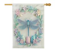 Bandiere per la casa delle libellule pasquali primaverili 71 x 101 cm su entrambi i lati, novità uova di ghirlanda standard bandiere per la casa, bandiere per insetti da cortile decorazioni per