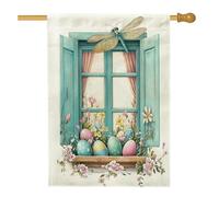 Bandiere per la casa delle libellule pasquali primaverili 71 x 101 cm su entrambi i lati, uova floreali per finestre standard bandiere per la casa, bandiere per insetti da cortile decorazioni per