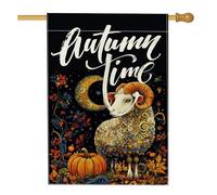 Bandiere per la casa delle pecore autunnali nere 71 x 101 cm su entrambi i lati per esterni, bandiera estetica autunnale magica standard verticale su tela per la casa, fantasia divertente cortile