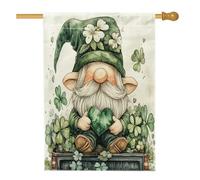 Bandiere per la casa dello gnomo del giorno di San Patrizio, 71 x 101 cm su entrambi i lati per esterni, camion, leprechaun trifogli, bandiera verticale in tela per la casa, fattoria vacanza cortile