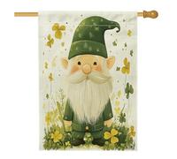 Bandiere per la casa dello gnomo per il giorno di San Patrizio, 71 x 101 cm, double face per esterni, acquerello, leprechaun trifoglio, bandiere verticali standard per la casa, divertente decorazione