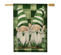 Bandiere per la casa dello gnomo per il giorno di San Patrizio, 71 x 101 cm su entrambi i lati per esterno, vintage plaid leprechaun standard verticale in tela per la casa, casa colonica vacanza