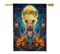 Bandiere per la casa di Halloween, 71 x 101 cm, su entrambi i lati, per decorazioni, cimitero per le vacanze, bandiere per la casa, bandiere per la decorazione del cortile in iuta con zucche per