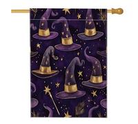 Bandiere per la casa di Halloween a tema bambino psichedelico 71 x 101 cm su entrambi i lati per esterno, divertente cappello da strega standard verticale in tela bandiere per la casa, fantasia magica